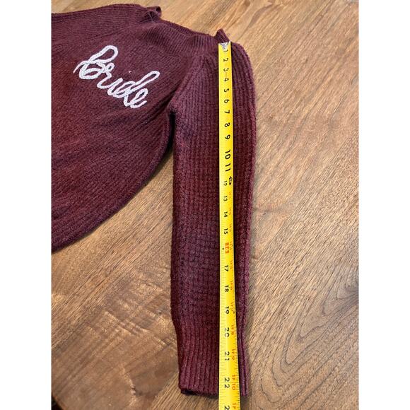 LOFT Outlet Women’s Sweater Medium Maroon Bride Script Knit Pullover - Picture 6 of 8